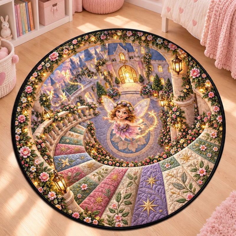 Custom Quilted Round Mat - Personalized Birthday Gifts For Kids - Welcome To The Fairy Kingdom