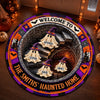Custom Haunted Home Quilted Round Mat - Personalized Halloween Decor Birthday Gifts For Mom, Dad, Brother, Sister - Spooky Nights Happy Hearts