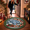 Custom Quilted Round Mat - Personalized Christmas Birthday Gifts For Grandma, Grandpa - Grandma’s Christmas Train Crew