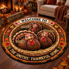 Custom Quilted Round Mat - Personalized Autumn Birthday Gifts For Mom, Dad, Brother, Sister - Welcome To The Thankful Home