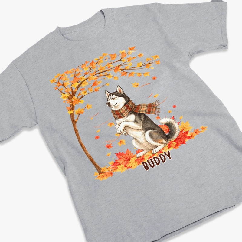 Custom Photo T-shirt, Hoodie - Personalized Birthday Gifts For Dog Cat Lovers, Dog Dad And Mom, Cat Owners - Falling Leaves, Wagging Tails