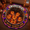 Custom Haunted Home Quilted Round Mat - Personalized Halloween Decor Birthday Gifts For Mom, Dad, Brother, Sister - A Little Fright A Lot Of Fun