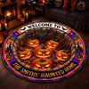 Custom Haunted Home Quilted Round Mat - Personalized Halloween Decor Birthday Gifts For Mom, Dad, Brother, Sister - A Little Fright A Lot Of Fun