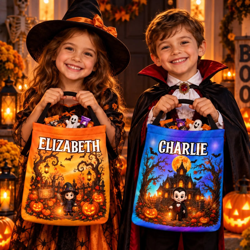 Custom LED Light Bucket Bag - Personalized Halloween Birthday Gifts For Kids - Trick Or Treat Spooky