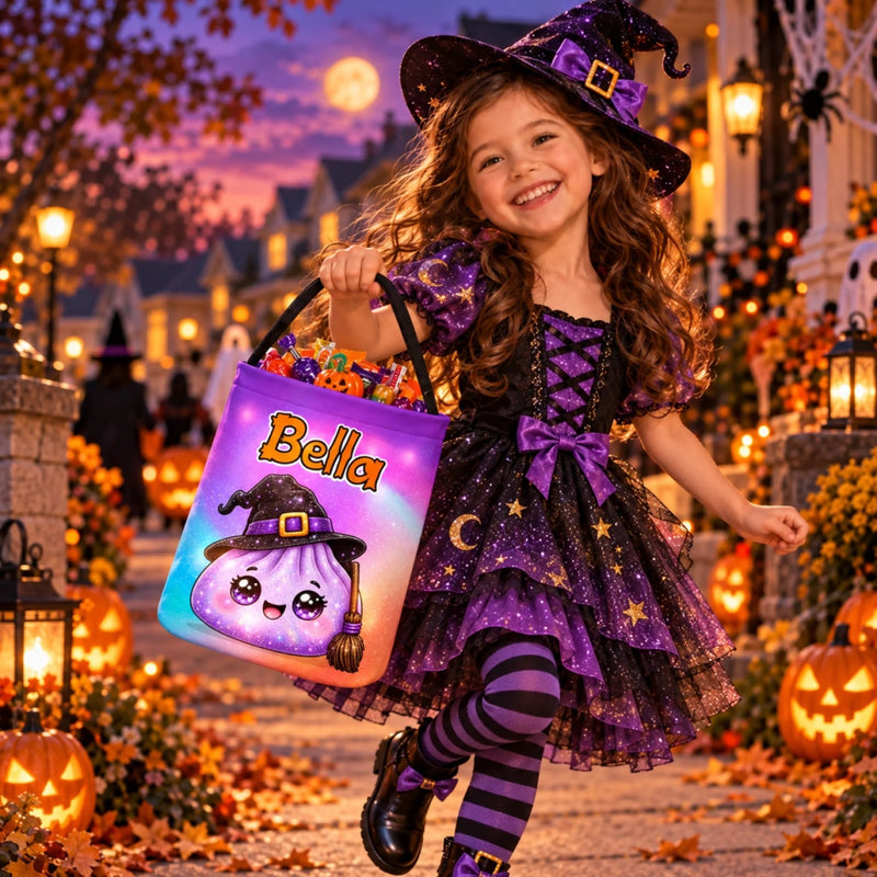 Custom Dumpling Squishy LED Light Bucket Bag - Personalized Halloween Birthday Gifts For Kids - Boo, Little Dumpling