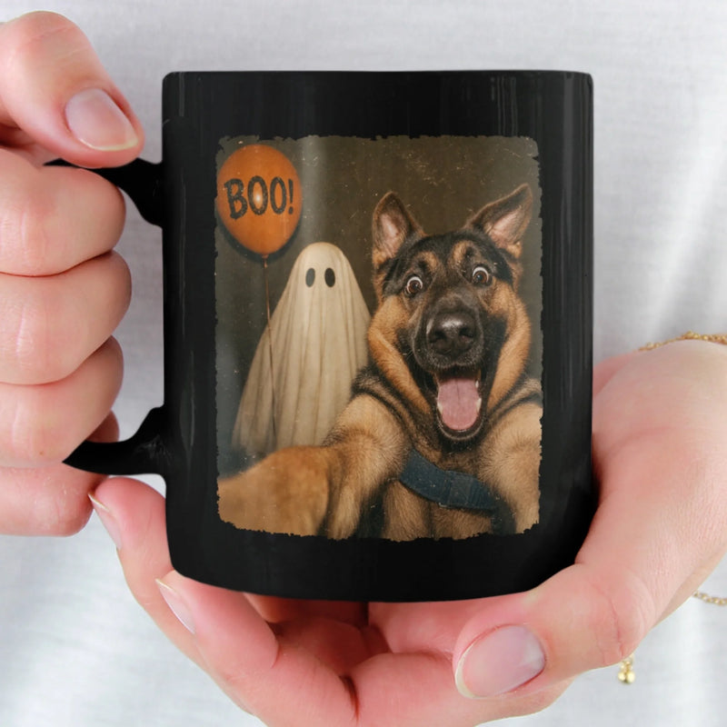 Custom Photo Funny Black Mug - Personalized Halloween Birthday Gifts For Dog Cat Lovers, Dog Dad And Mom, Cat Owners - Boos, Brews And Barks