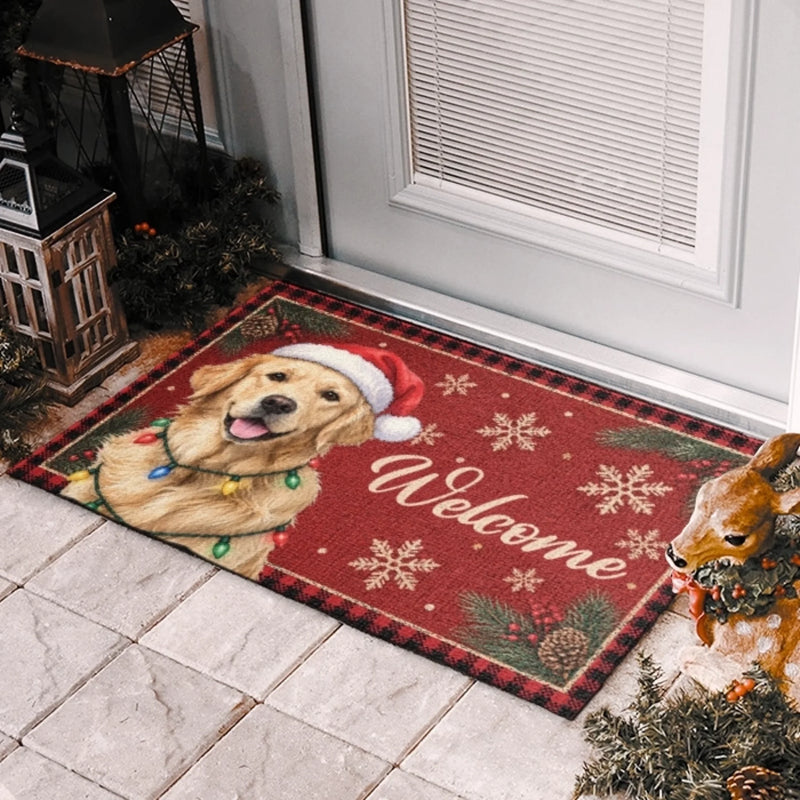 Custom Photo Home Decor Decorative Mat - Personalized  Christmas Birthday Gifts For Dog Cat Lovers, Dog Dad And Mom, Cat Owners - Festive Paws Have Arrived