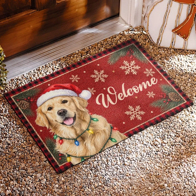 Custom Photo Home Decor Decorative Mat - Personalized  Christmas Birthday Gifts For Dog Cat Lovers, Dog Dad And Mom, Cat Owners - Festive Paws Have Arrived
