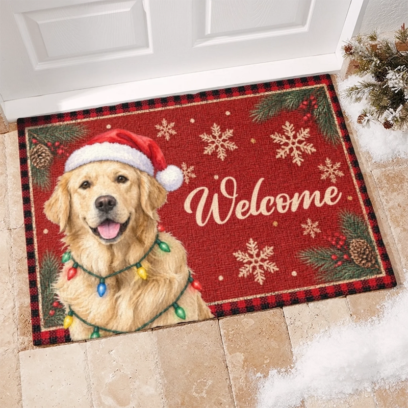 Custom Photo Home Decor Decorative Mat - Personalized  Christmas Birthday Gifts For Dog Cat Lovers, Dog Dad And Mom, Cat Owners - Festive Paws Have Arrived