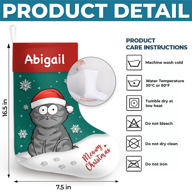Custom Christmas Stocking - Personalized Christmas Birthday Gifts For Dog Cat Lovers, Dog Dad And Mom, Cat Owners - Meowy Woofmas