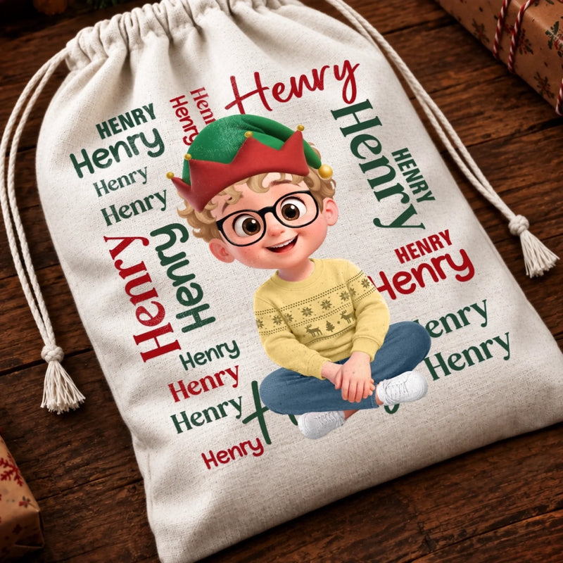 Custom Drawstring Gift Bag - Personalized Christmas Birthday Gifts For Mom, Dad, Brother, Sister - Merry Little Moments