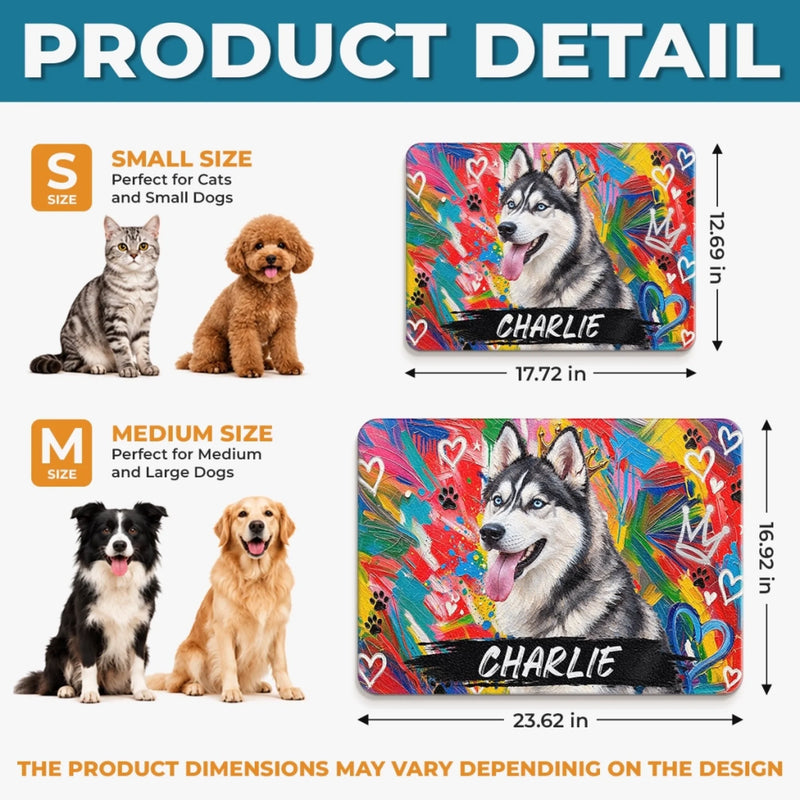 Custom Photo Pet Feeding Mat - Personalized Birthday Gifts For Dog Cat Lovers, Dog Dad And Mom, Cat Owners - Sweet Paws, Happy Soul