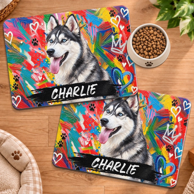 Custom Photo Pet Feeding Mat - Personalized Birthday Gifts For Dog Cat Lovers, Dog Dad And Mom, Cat Owners - Sweet Paws, Happy Soul