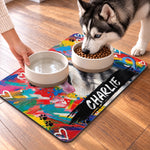 Custom Photo Pet Feeding Mat - Personalized Birthday Gifts For Dog Cat Lovers, Dog Dad And Mom, Cat Owners - Sweet Paws, Happy Soul