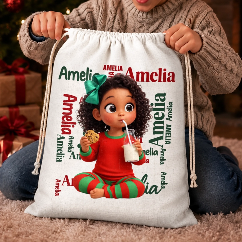 Custom Photo Drawstring Gift Bag - Personalized Christmas Birthday Gifts For Mom, Dad, Brother, Sister - Joyful Days Cozy Nights