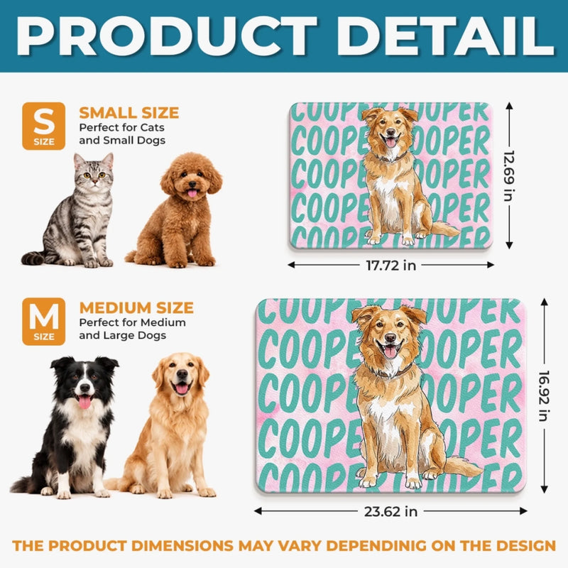 Custom Photo Pet Feeding Mat - Personalized Birthday Gifts For Dog Cat Lovers, Dog Dad And Mom, Cat Owners - Trendy Paws