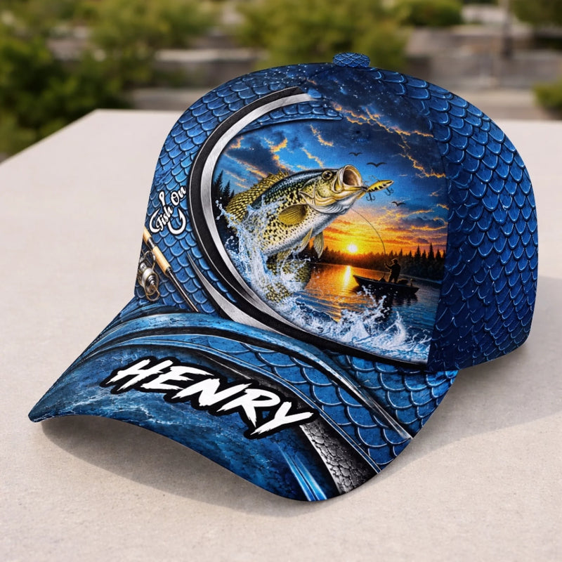 Custom Cap - Personalized Birthday Fishing Gifts For Fisherman, Husband, Son, Grandson, Brother, Grandpa, Dad, Yourself - Fish On Catch The Big One
