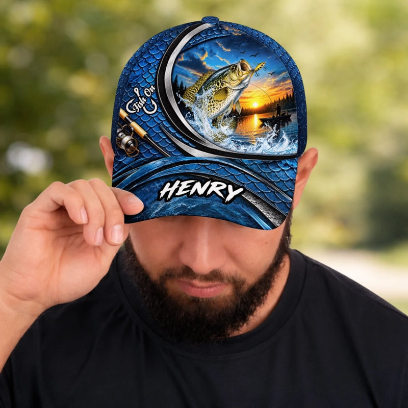 Custom Cap - Personalized Birthday Fishing Gifts For Fisherman, Husband, Son, Grandson, Brother, Grandpa, Dad, Yourself - Fish On Catch The Big One