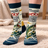 Custom Crew Socks - Personalized Birthday Fishing Gifts For Fisherman - Catch Me By The Lake