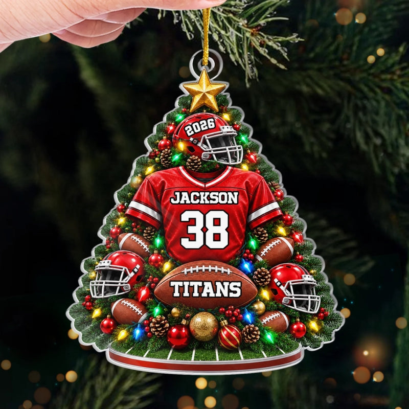 Custom America Football Acrylic Ornament - Personalized Christmas Birthday Gifts For America Football Lovers, Sports Fans, Sports Lovers - Always Ready For Game Day