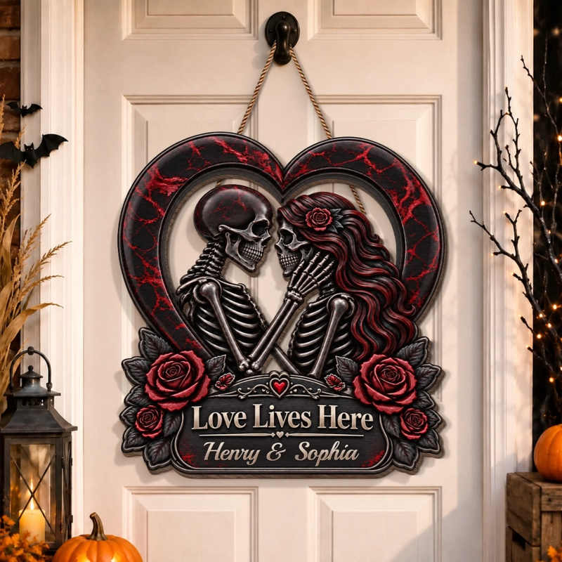 Custom Gothic Wood Sign - Personalized Halloween Decor, Anniversary Wedding Gifts For Husband And Wife, Him And Her - Till Death Do Us