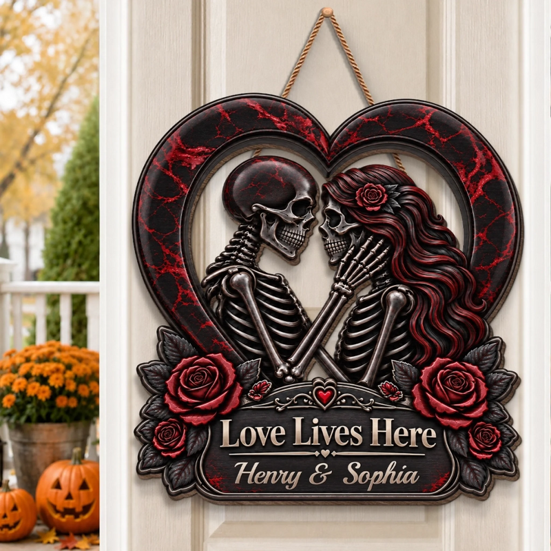 Custom Gothic Wood Sign - Personalized Halloween Decor, Anniversary Wedding Gifts For Husband And Wife, Him And Her - Till Death Do Us