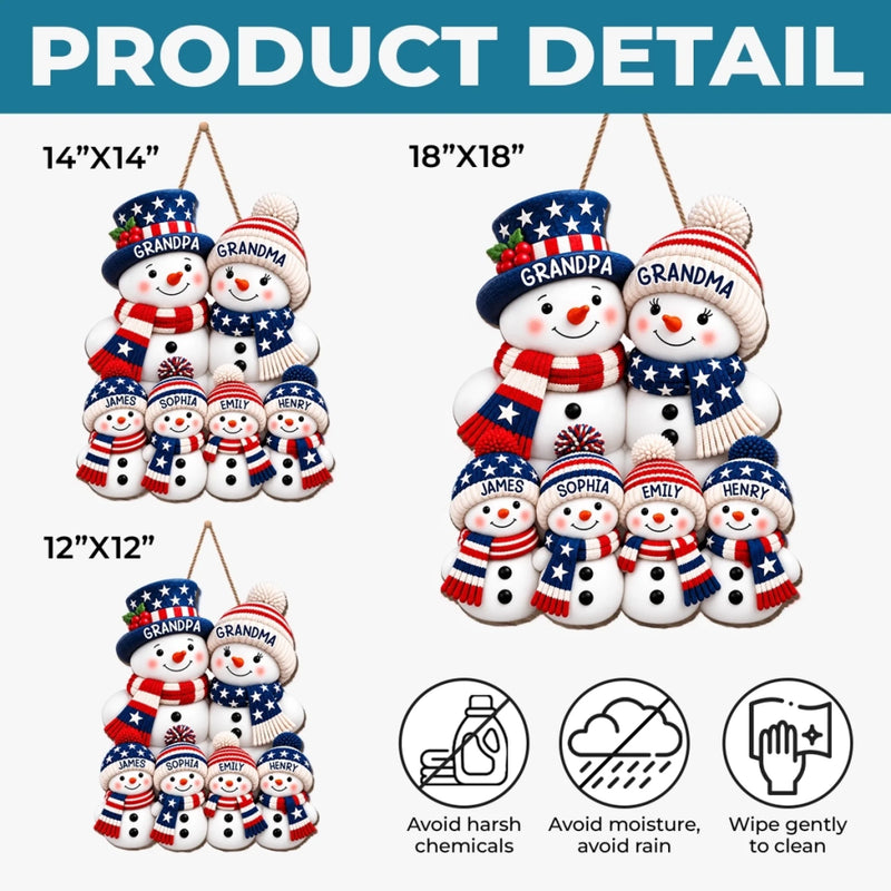 Custom Wood Sign - Personalized America 250th Anniversary Christmas Gifts For Grandma, Grandpa - A House Full Of Snowflakes