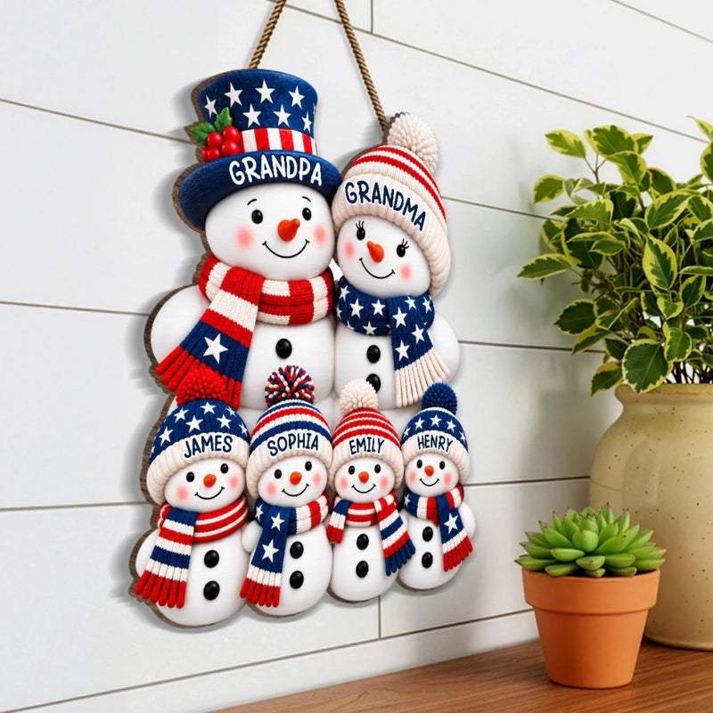 Custom Wood Sign - Personalized America 250th Anniversary Christmas Gifts For Grandma, Grandpa - A House Full Of Snowflakes