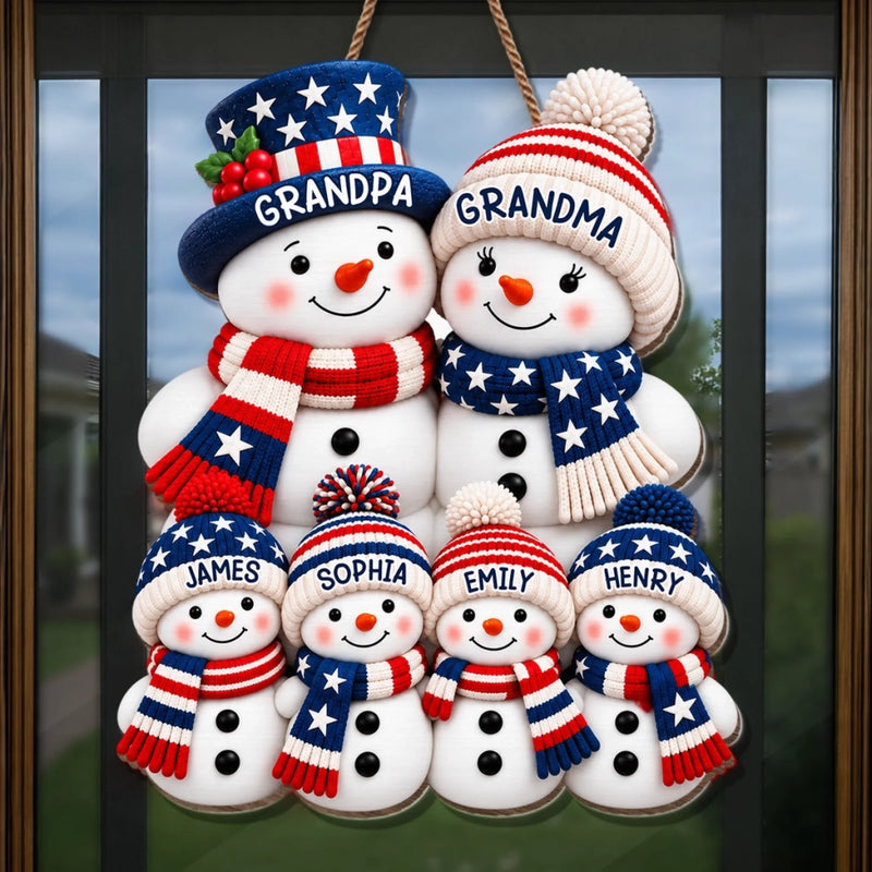 Custom Wood Sign - Personalized America 250th Anniversary Christmas Gifts For Grandma, Grandpa - A House Full Of Snowflakes