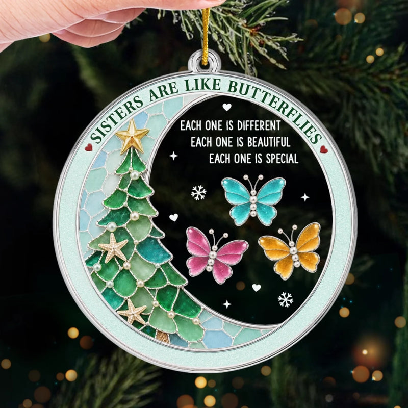 Custom Acrylic Ornament - Personalized Best Friend Christmas Birthday Gifts For Women, Besties, Sisters, BFF - Where Sisterhood Blooms