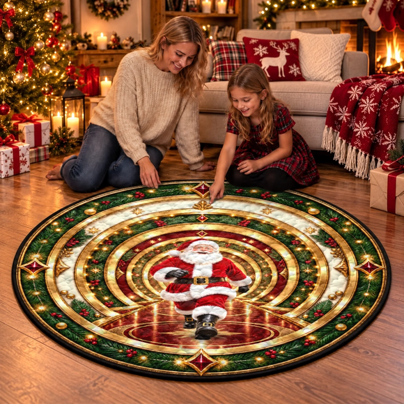Custom Quilted Round Mat - Personalized Christmas Birthday Gifts For Mom, Dad, Brother, Sister - Merry Moments Together