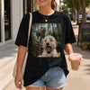 Custom Photo Funny Dog Selfie With T-Rex Dinosaur Comfort T-Shirt - Personalized Birthday Gifts For Dog Cat Lovers, Dog Dad And Mom, Cat Owners - Jurassic Pup Adventures