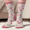 Custom Yarn Crew Socks - Personalized Birthday Gifts For Crochet Knitting Lovers, Crocheters, Knitters, Wife, Daughter, Besties, Sisters, Granddaughter, Grandma, Mom, Yourself - Yarn Is My Happy Place