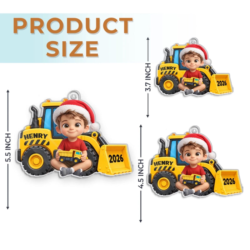 Custom Photo Acrylic Ornament - Personalized Christmas Birthday Gifts For Kids - Little Builder On Duty
