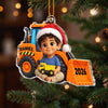 Custom Photo Acrylic Ornament - Personalized Christmas Birthday Gifts For Kids - Little Builder On Duty