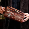 Custom America Football Leather Toiletry Bag - Personalized Birthday Gifts For Son, Grandson, America Football Lovers, Sports Fans, Sports Lovers - Play With Heart Every Time