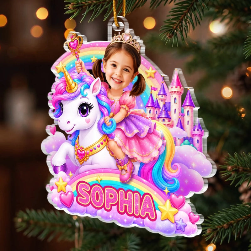 Custom Photo Acrylic Ornament - Personalized Christmas Birthday Gifts For Kids - Sparkle Into A Fairytale
