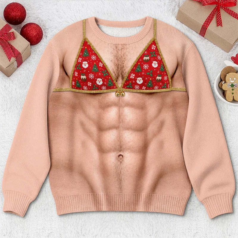 Custom Funny Ugly Sweatshirt - Personalized Christmas Birthday Gifts For Husband, Son, Grandson, Brother, Grandpa, Dad, Yourself - Christmas Beach Body Ready