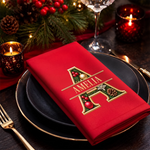 Custom Monogram Cotton Napkin - Personalized Christmas Birthday Gifts For Mom, Dad, Brother, Sister - Evergreen Gold Monogram