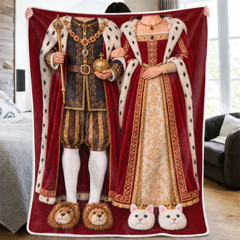 Custom Blanket - Personalized Anniversary Wedding Gifts For Husband And Wife, Him And Her - My King And My Queen