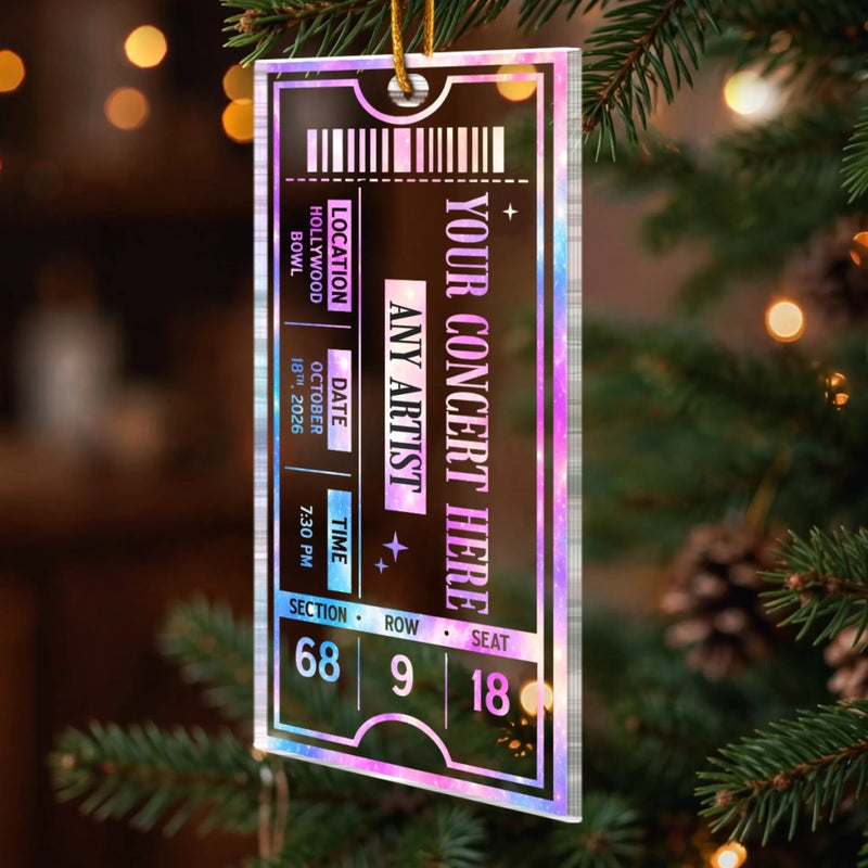 Custom Concert Ticket Acrylic Ornament - Personalized Christmas Birthday Gifts For Husband And Wife, Him And Her, Friends - Live For The Music