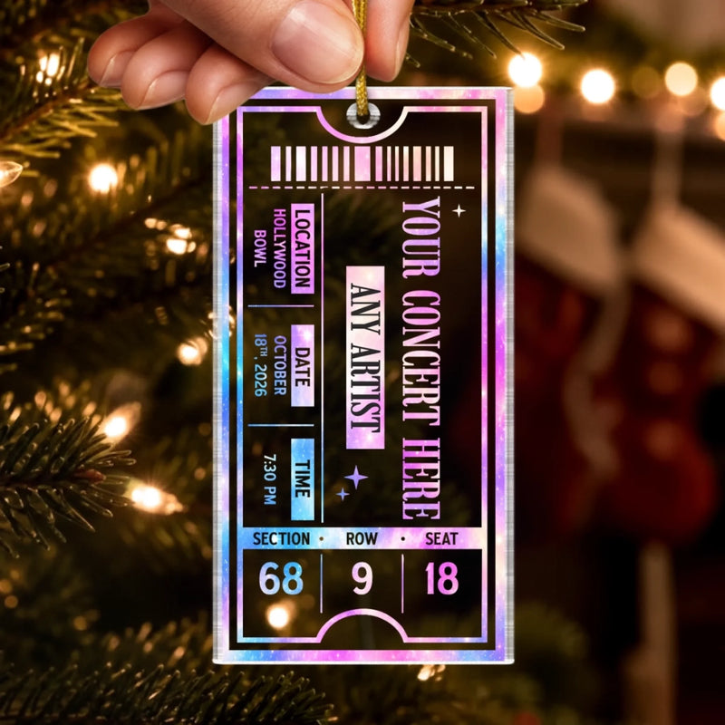 Custom Concert Ticket Acrylic Ornament - Personalized Christmas Birthday Gifts For Husband And Wife, Him And Her, Friends - Live For The Music