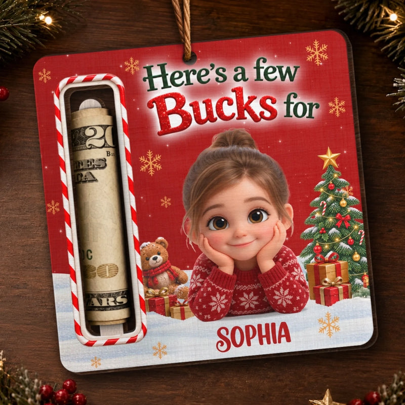 Custom Photo Wooden Money Holder Ornament - Personalized Christmas Birthday Gifts For Kids - Little Buck Big Cheer