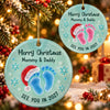 Custom First Christmas Ceramic Ornament - Personalized Christmas Baby Shower, Gender Reveal Gifts For New Moms, New Dads, New Parents - A Precious Little Memory