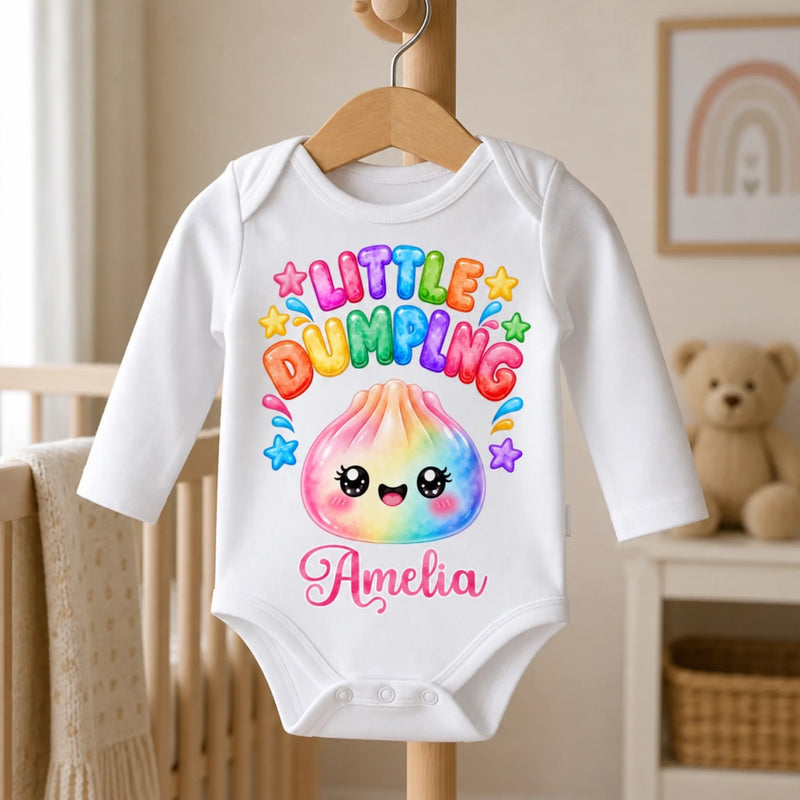Custom Squishy Long Sleeve Baby Onesie - Personalized Christmas Baby Shower, Gender Reveal Gifts For New Moms, New Dads, New Parents - Little Dumpling