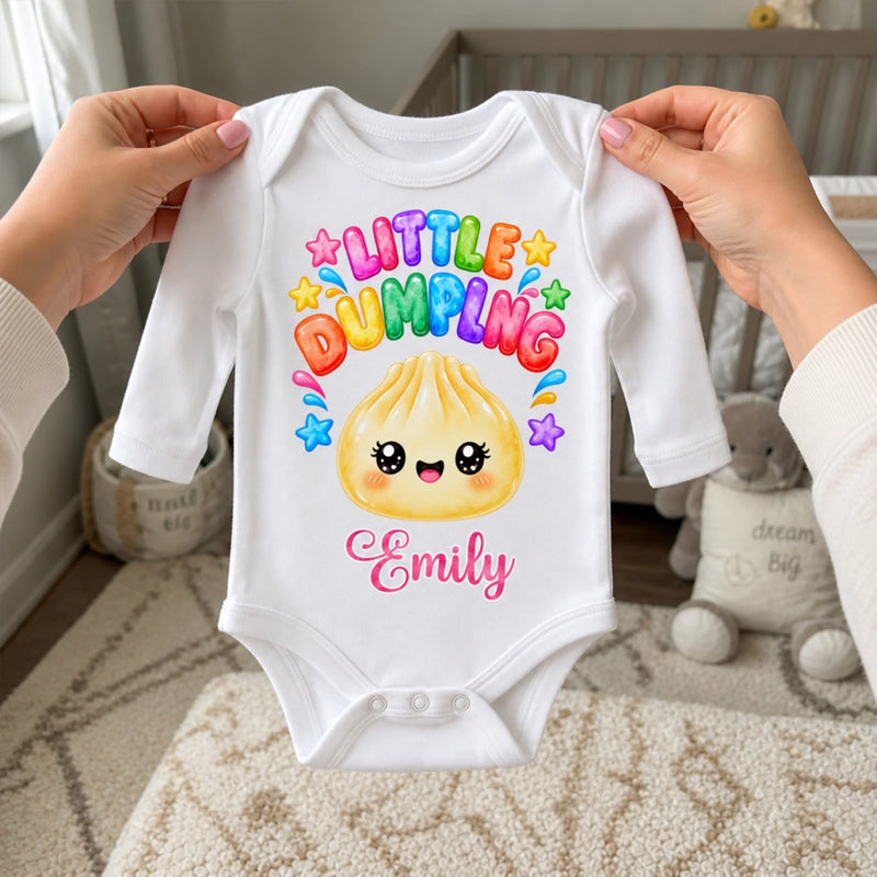 Custom Squishy Long Sleeve Baby Onesie - Personalized Christmas Baby Shower, Gender Reveal Gifts For New Moms, New Dads, New Parents - Little Dumpling