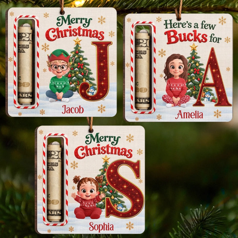 Custom Wooden Money Holder Ornament - Personalized Christmas Birthday Gifts For Mom, Dad, Brother, Sister - Buck Full Of Joy