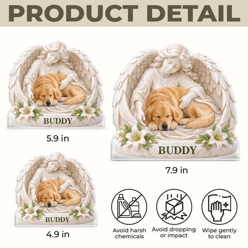 Custom Photo Acrylic Plaque - Personalized Pet Memorial Sympathy Gifts For Dogs, Cats - Forever Loved In Angel Arms