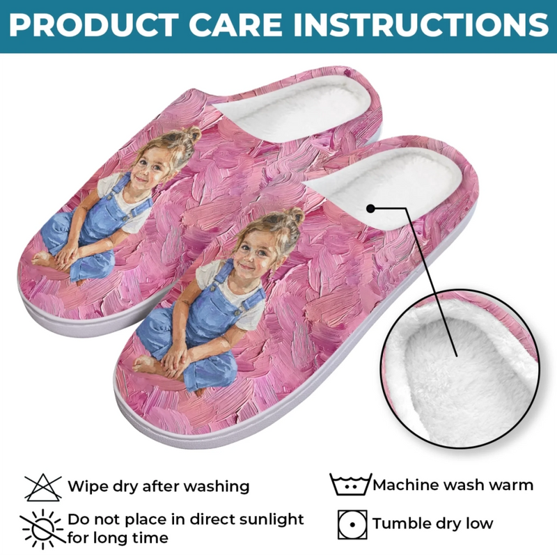 Custom Photo Fluffy Slippers - Personalized Christmas Birthday Gifts For Kids - Comfy Days Start Here