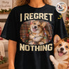 Custom Photo Comfort T-Shirt - Personalized Christmas Birthday Gifts For Dog Cat Lovers, Dog Dad And Mom, Cat Owners - Merry Chaos, Happy Paws